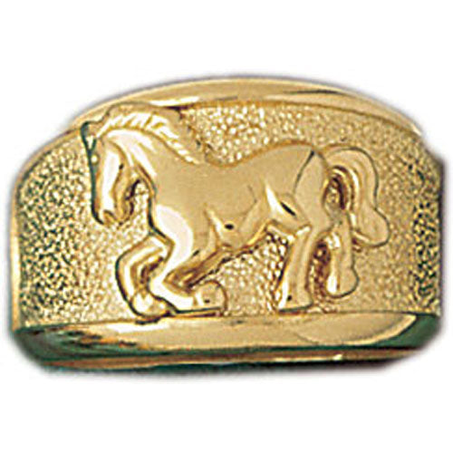 14k Yellow Gold Horse Dome Ring