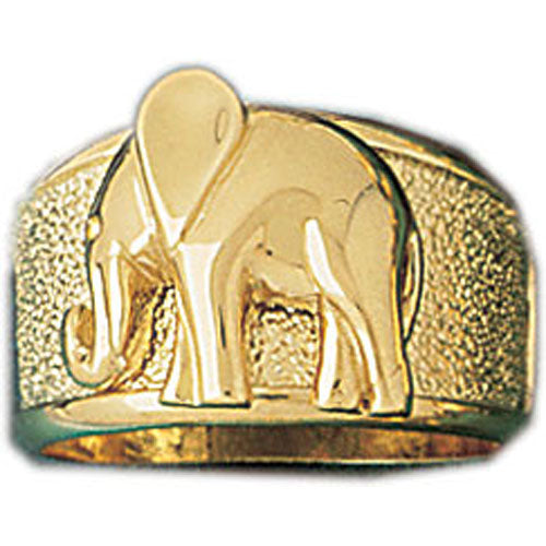 14k Yellow Gold Elephant Dome Ring