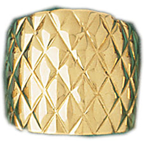 14k Yellow Gold Diamond Pattern Dome Ring
