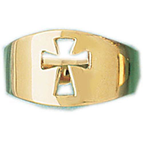 14k Yellow Gold Cross Dome Ring