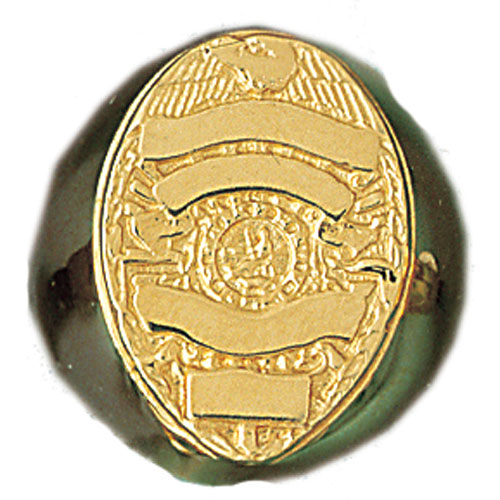 14k Yellow Gold Badge Ring