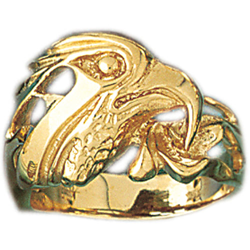 14k Yellow Gold Eagle Head Ring
