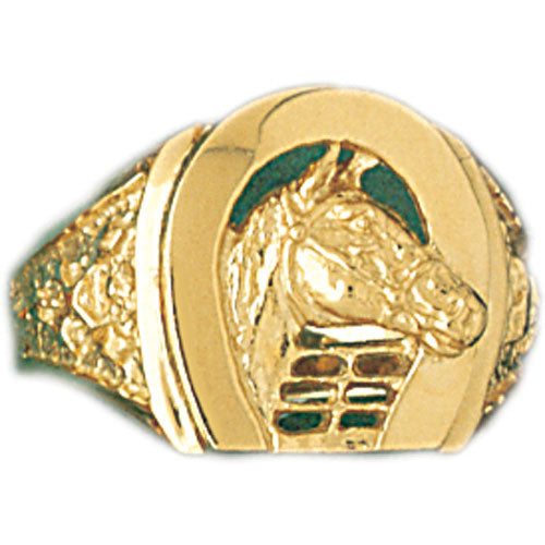 14k Yellow Gold Horse and Horseshoe Ring