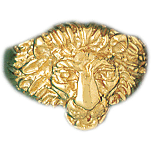 14k Yellow Gold Lion Head Ring