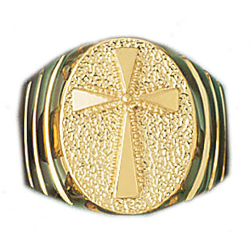 14k Yellow Gold Cross Ring