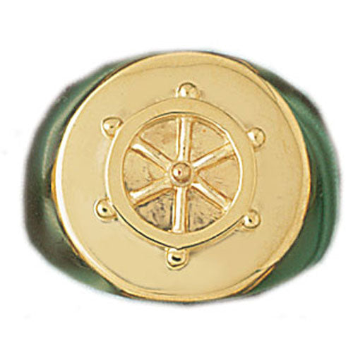 14k Yellow Gold Captain with Shipswheel Ring