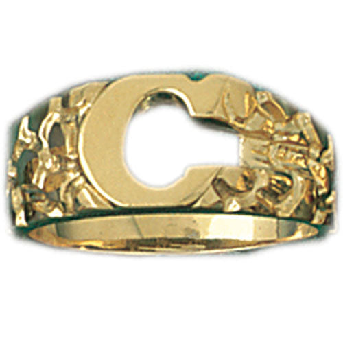 14k Yellow Gold Initial C Ring