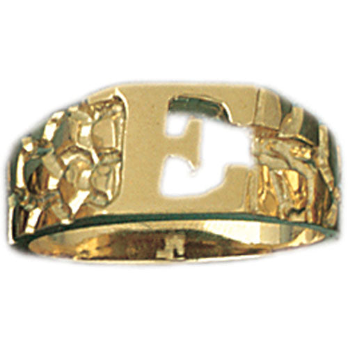 14k Yellow Gold Initial E Ring