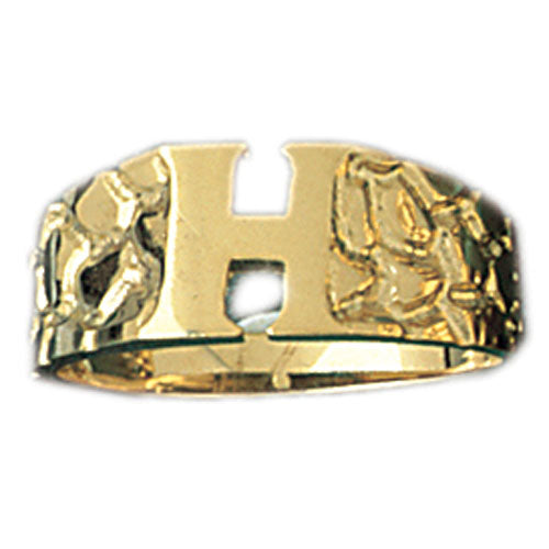14k Yellow Gold Initial H Ring