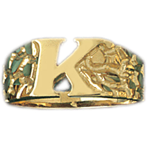 14k Yellow Gold Initial K Ring