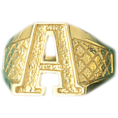 14k Yellow Gold Initial A Ring