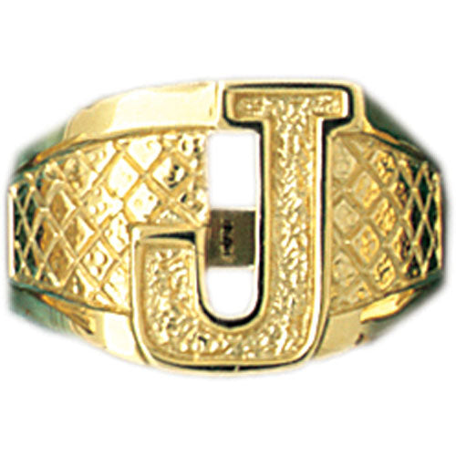 14k Yellow Gold Initial J Ring