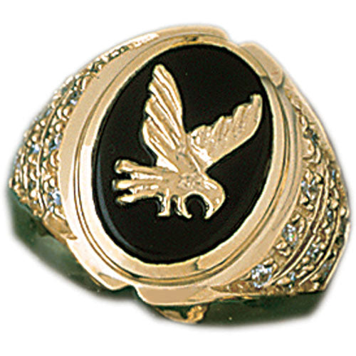 14k Yellow Gold Eagle Onyx Ring