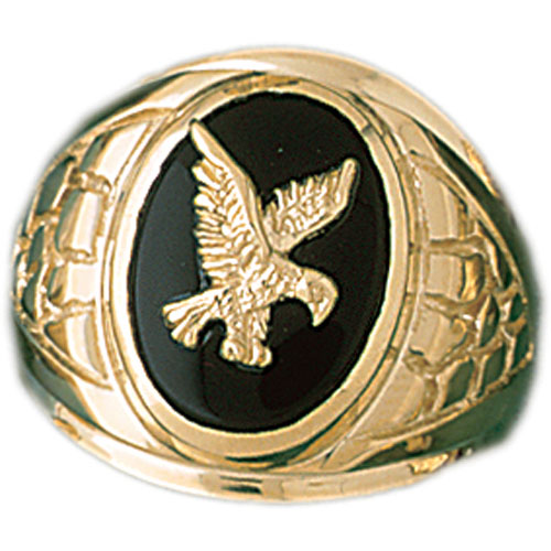 Men's Oval-Shaped Genuine Onyx 14k Gold over Sterling Silver Nugget-Style Eagle  Ring - Walmart.com