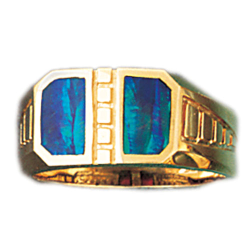 14k Yellow Gold Created Opal Ring