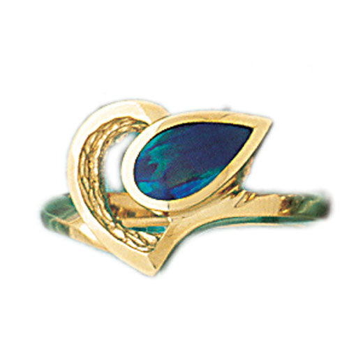 14k Yellow Gold Created Opal Ring