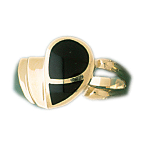 14k Yellow Gold Ladies Black Onyx Ring
