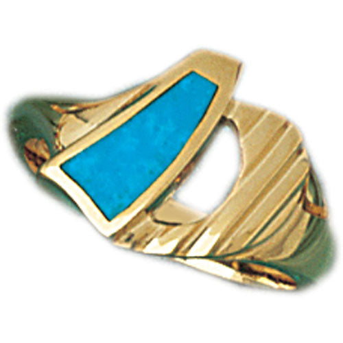 14k Yellow Gold Ladies Turquoise Ring