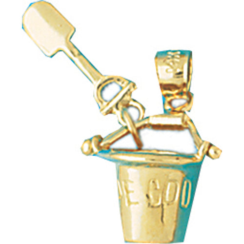14k Yellow Gold Cape Cod Pail and Shovel Charm