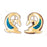 14k Yellow Gold Created Opal Dolphin Earrings