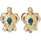 14k Yellow Gold Created Opal Turtle Earrings