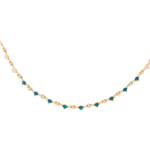 14k Yellow Gold Created Opal Fashion Necklace