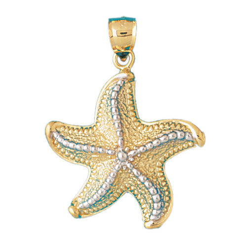 14k Gold Two Tone Starfish Charm