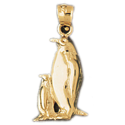 14k Yellow Gold Mother and Baby Penguin Charm