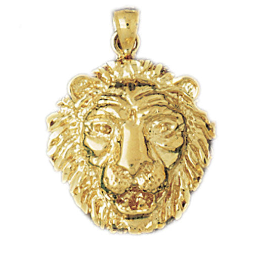 14k Yellow Gold Lion Head Charm