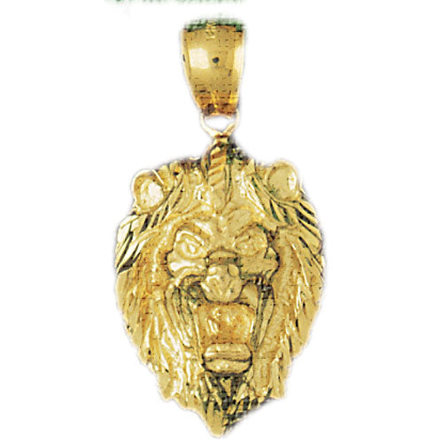 14k Yellow Gold Lion Head Charm