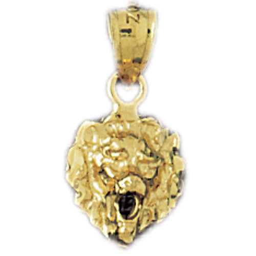 14k Yellow Gold Lion Head Charm
