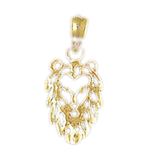 14k Yellow Gold Lion Head Charm