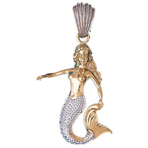 14k Gold Two Tone Mermaid Charm