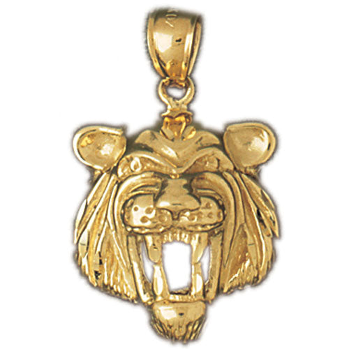 14k Yellow Gold Tiger Head Charm