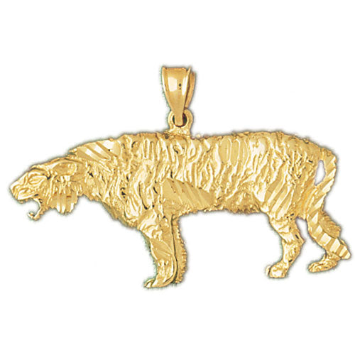 14k Yellow Gold Sabre Tooth Tiger Charm