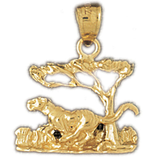 14k Yellow Gold Tiger in the Woods Charm