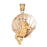 14k Yellow Gold 3-D Shell with Mermaid Charm