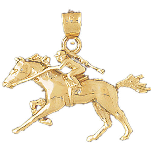 14k Yellow Gold Jockey and Horse Charm