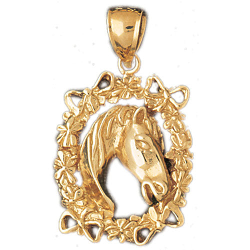 14k Yellow Gold Horse Head Charm