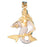 14k Gold 3-D Two Tone Mermaid with Shark Charm