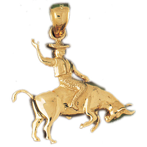 14k Yellow Gold Cowboy and Horse Charm