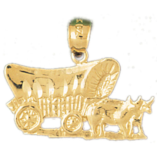 14k Yellow Gold Horse and Wagon Charm