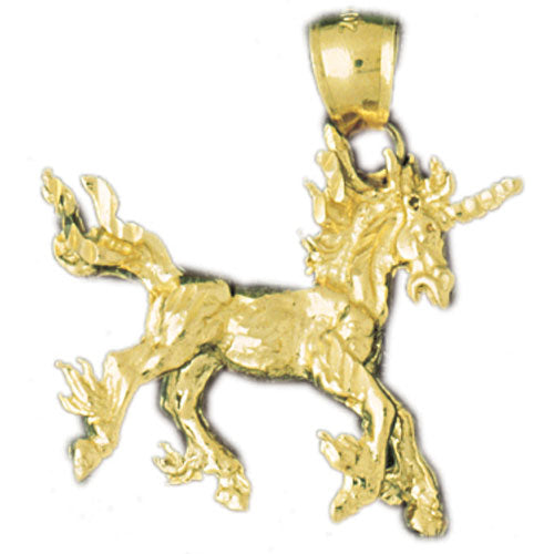 14k Yellow Gold 3-D Unicorn Charm