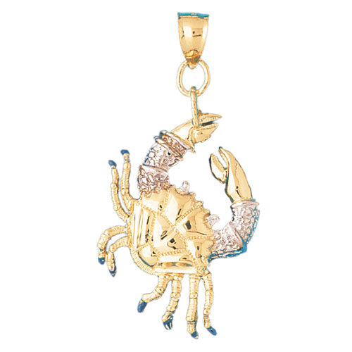 14k Gold Two Tone Crab Charm