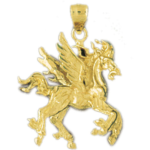 14k Yellow Gold 3-D Pegasus Charm