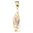 14k Gold Two Tone Fish on Hook Charm