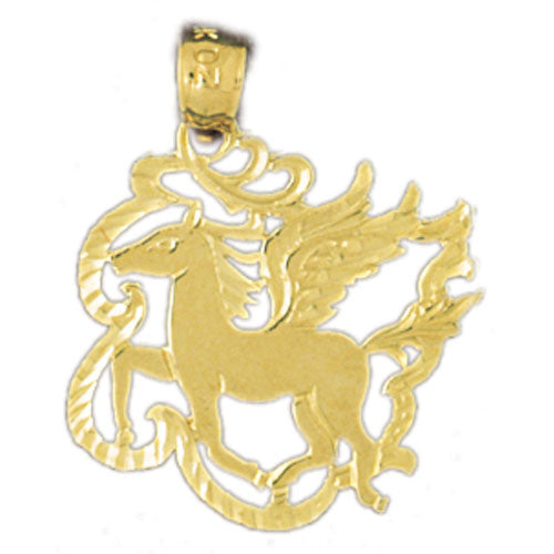 14k Yellow Gold Pegasus Charm