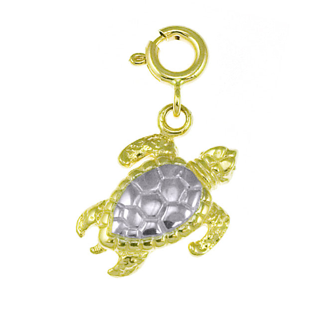 14k Gold Two Tone Turtle Charm