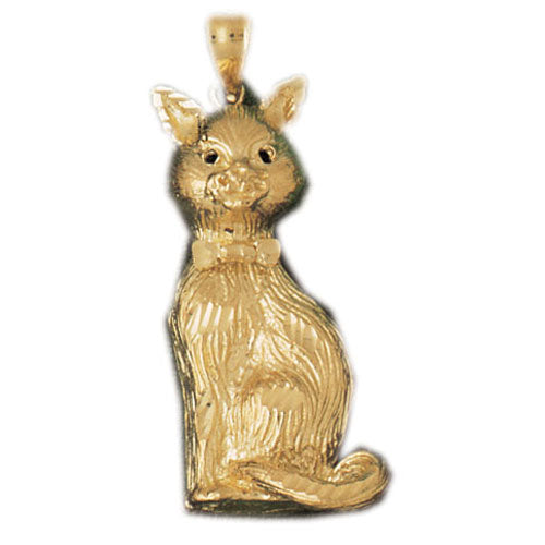 14k Yellow Gold Cat Charm