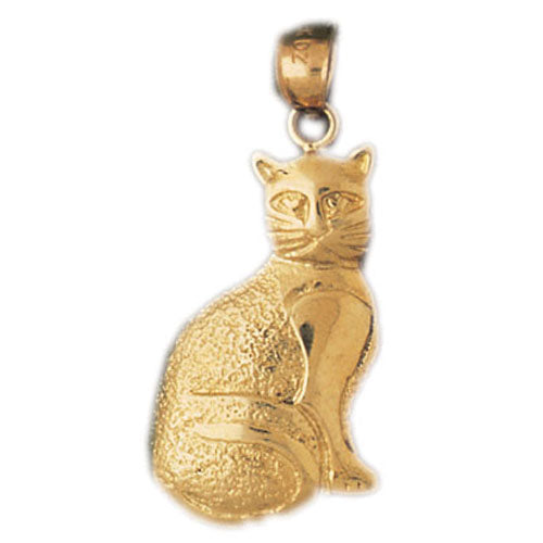 14k Yellow Gold Cat Charm